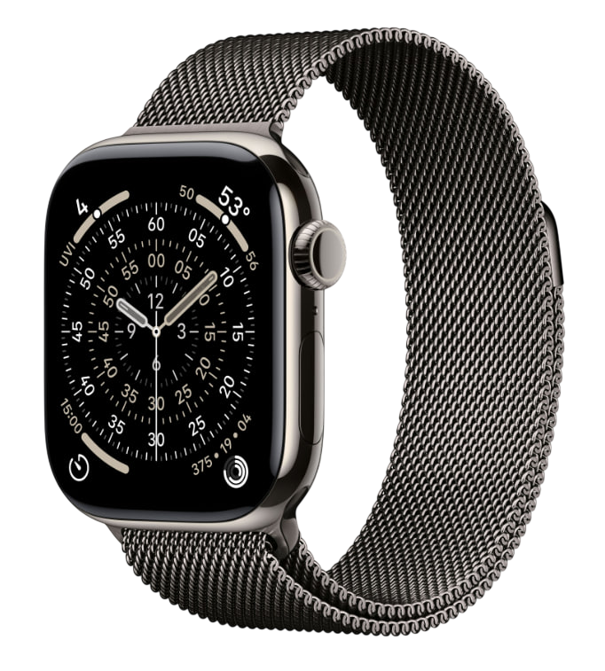 Apple Watch Series 11, 42 mm, Nalural Titanium GPS+Cellular, Slate Milanese Loop